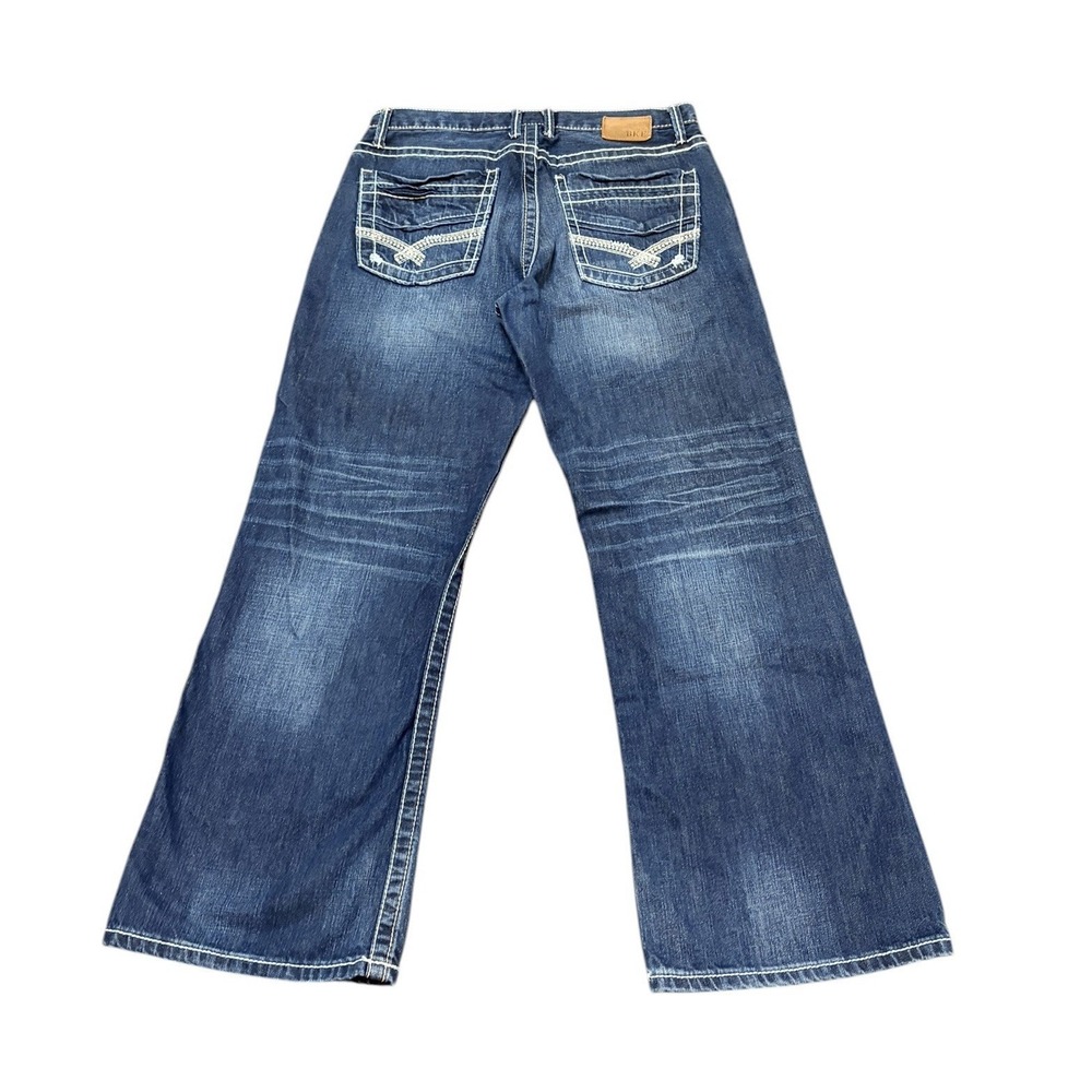 BKE Buckle Jeans Tyler Straight Leg Mens 32S Blue Whiskered Dark 32x30